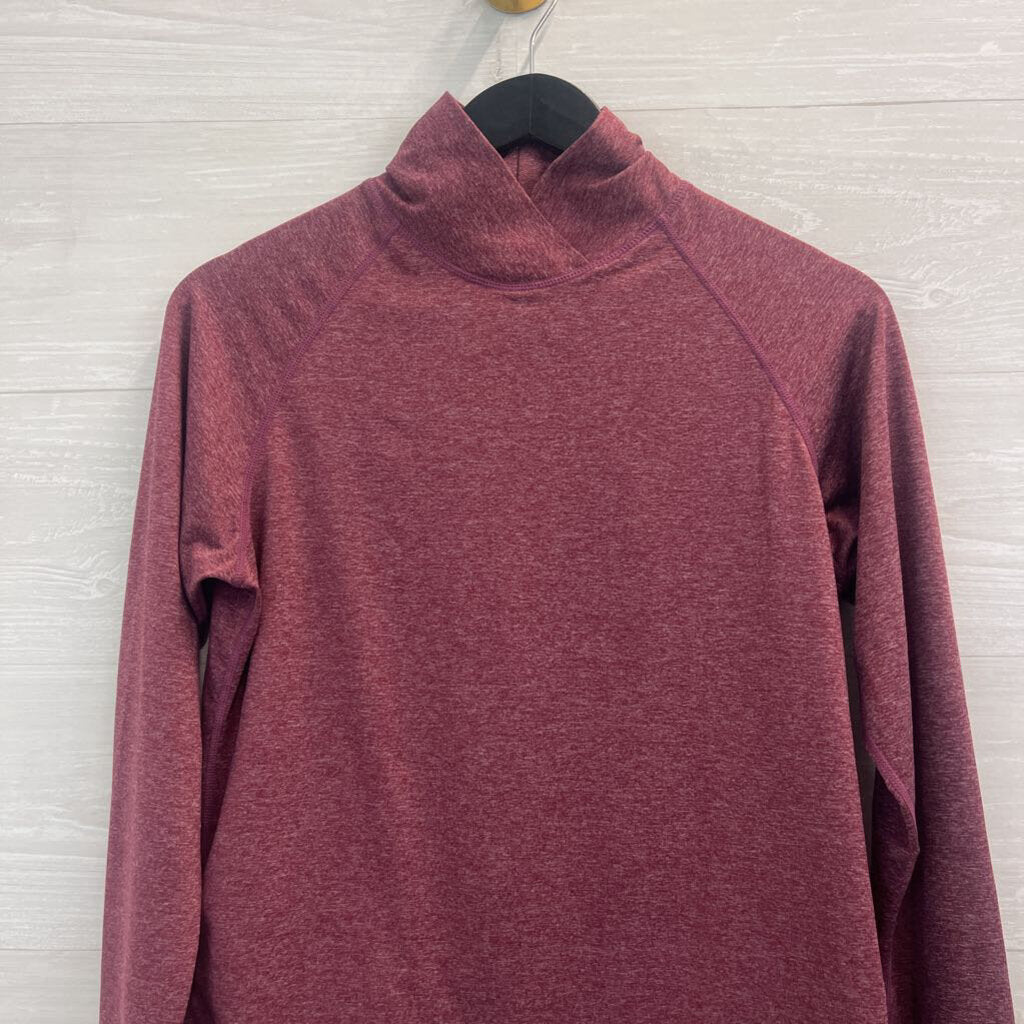 Lululemon Burgundy Long Sleeve Mock Neck Pleated Back Top 10