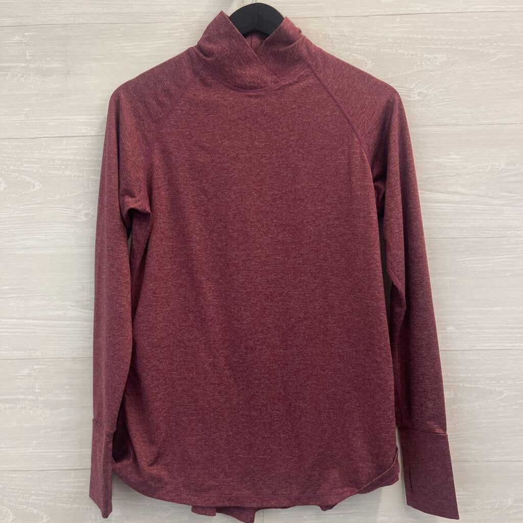 Lululemon Burgundy Long Sleeve Mock Neck Pleated Back Top 10