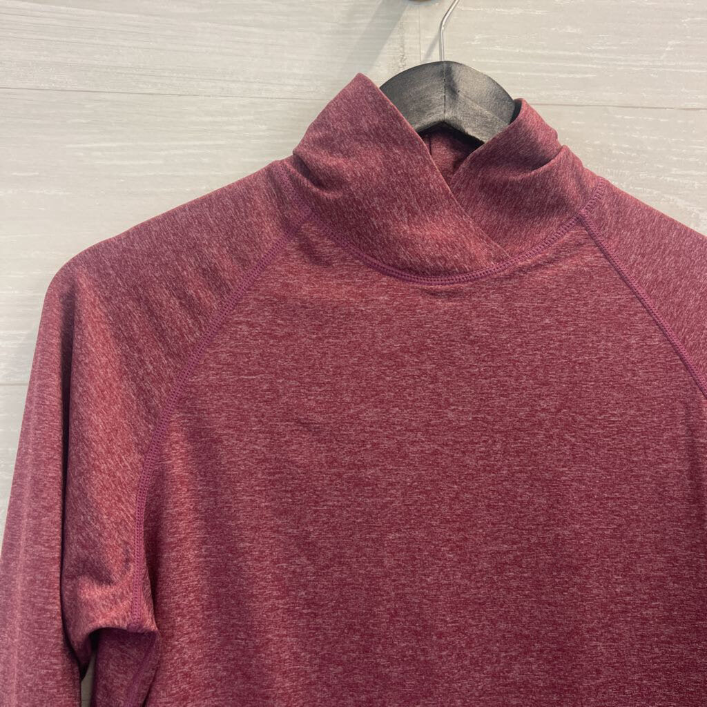 Lululemon Burgundy Long Sleeve Mock Neck Pleated Back Top 10