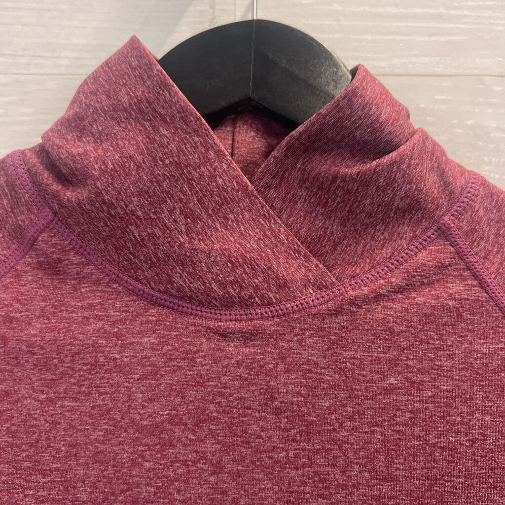 Lululemon Burgundy Long Sleeve Mock Neck Pleated Back Top 10