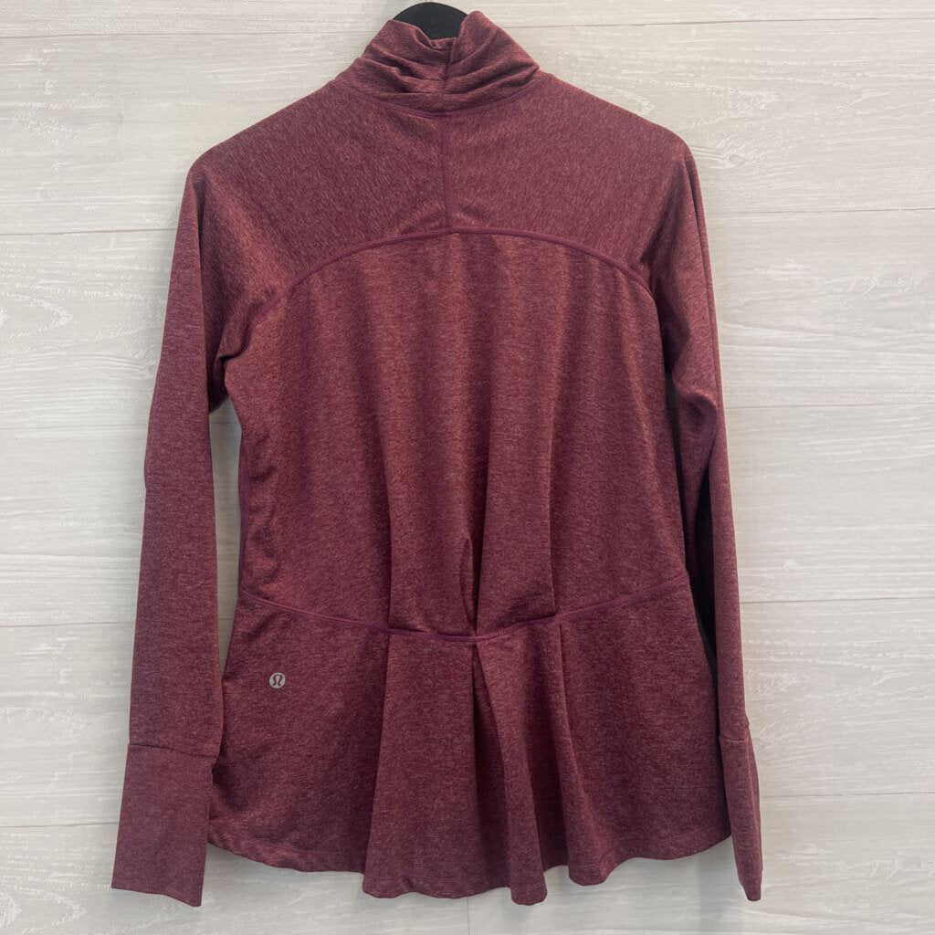 Lululemon Burgundy Long Sleeve Mock Neck Pleated Back Top 10