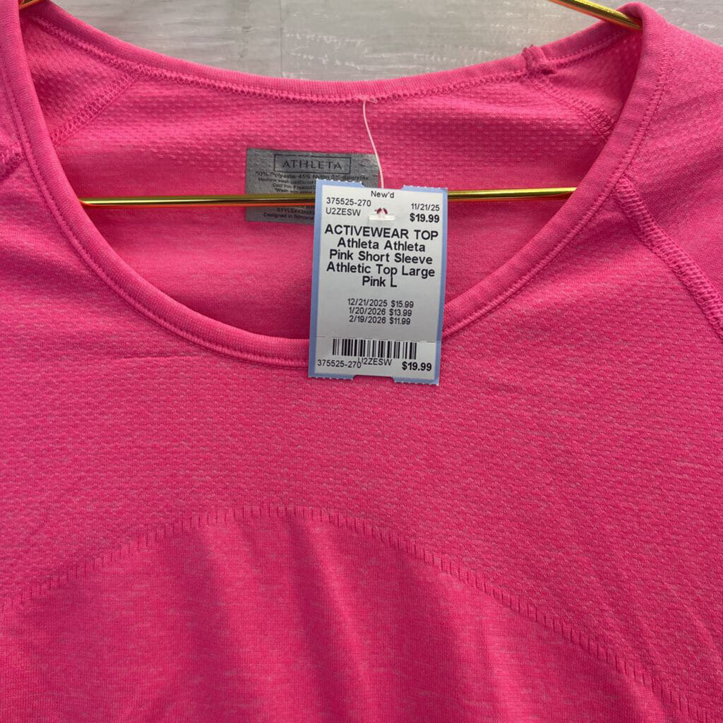 Athleta Pink Short Sleeve Athletic Top Large