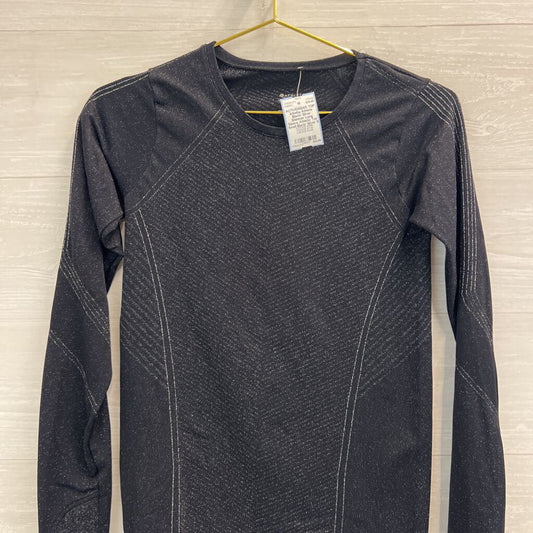 Athleta Black/ Silver Shimmer Long Sleeve Athletic Top Small
