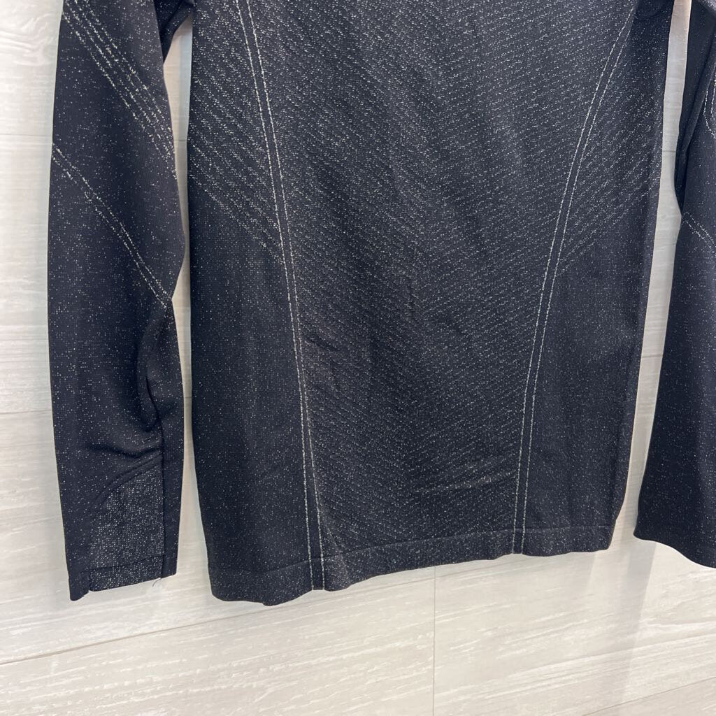 Athleta Black/ Silver Shimmer Long Sleeve Athletic Top Small