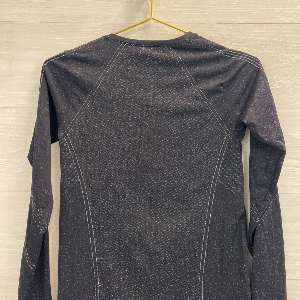 Athleta Black/ Silver Shimmer Long Sleeve Athletic Top Small