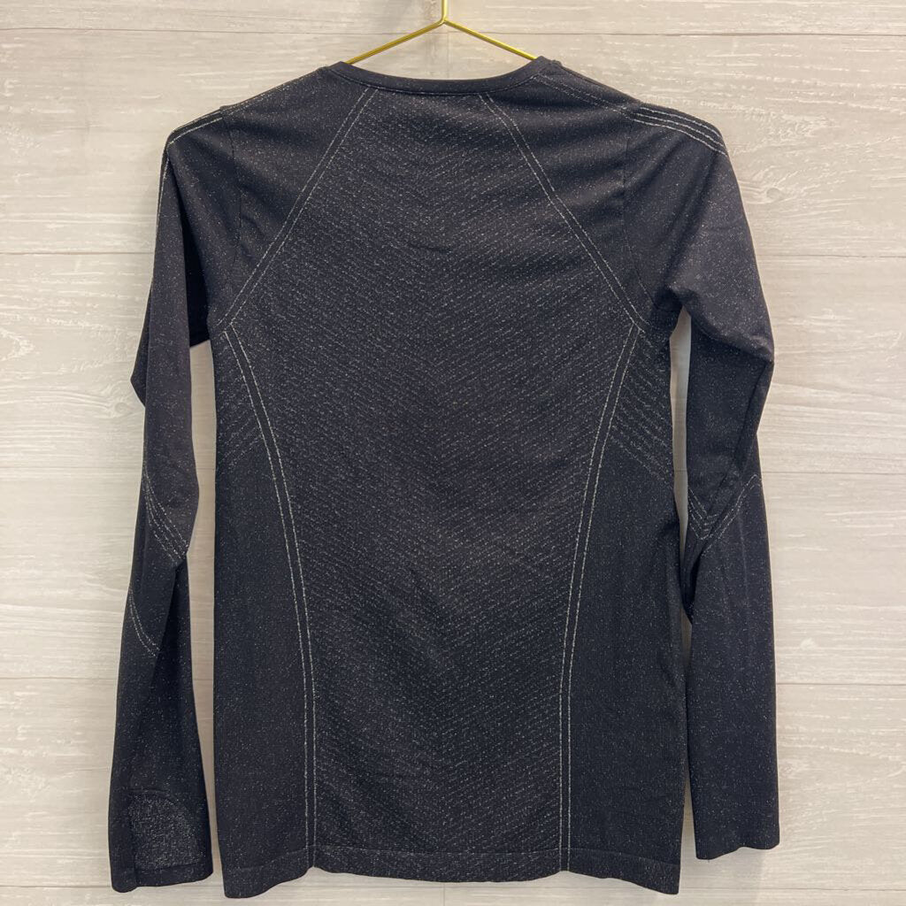 Athleta Black/ Silver Shimmer Long Sleeve Athletic Top Small