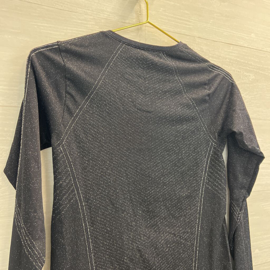 Athleta Black/ Silver Shimmer Long Sleeve Athletic Top Small