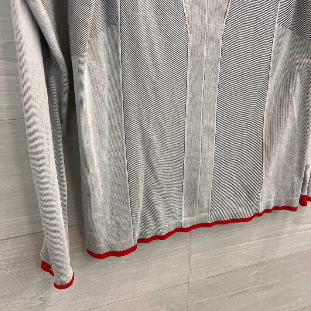 Athleta Black/ White Striped Detail Long Sleeve Turtleneck Top Large