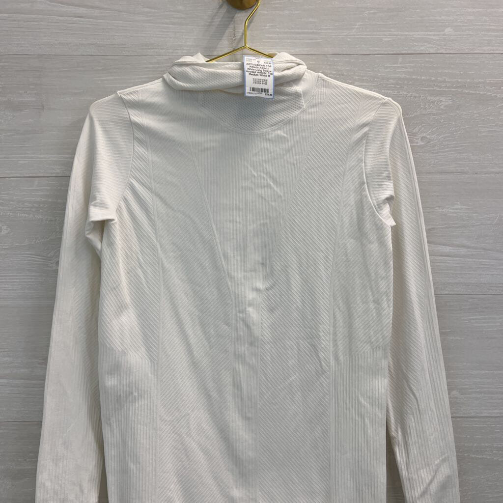 Athleta White Long Sleeve Hooded Athletic Top Medium