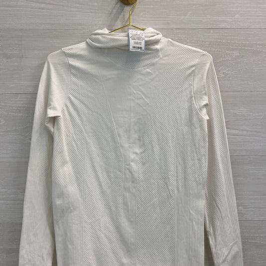 Athleta White Long Sleeve Hooded Athletic Top Medium