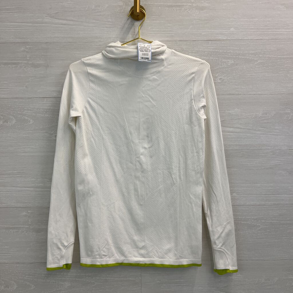 Athleta White Long Sleeve Hooded Athletic Top Medium