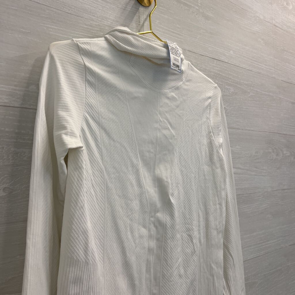 Athleta White Long Sleeve Hooded Athletic Top Medium