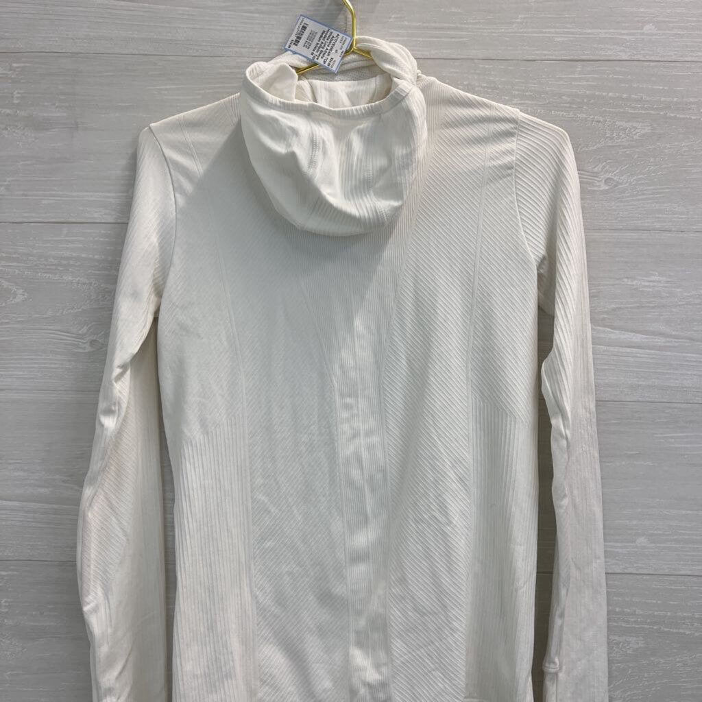 Athleta White Long Sleeve Hooded Athletic Top Medium