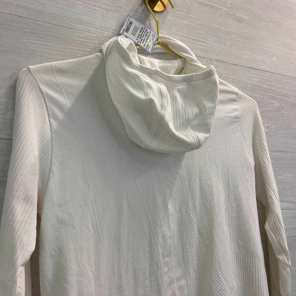Athleta White Long Sleeve Hooded Athletic Top Medium