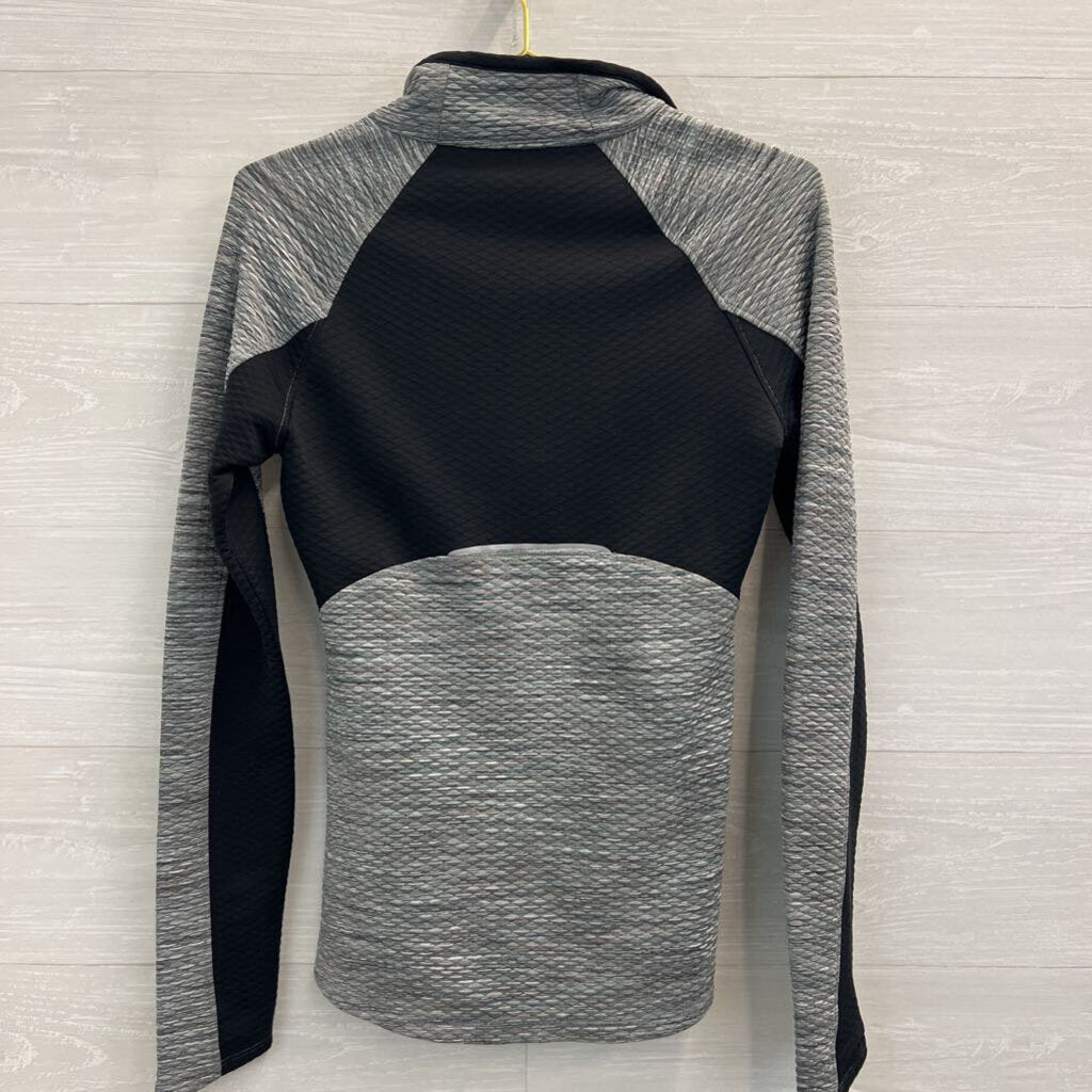 Athleta Black/ White Textured Print Quarter Zip Pullover Extra Small