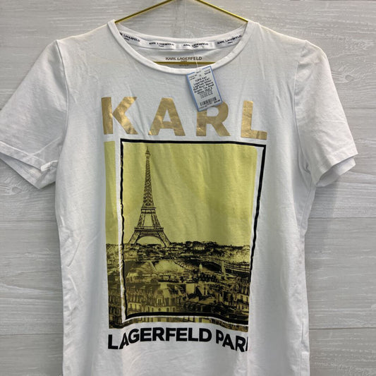 Karl Lagerfeld White/ Multi Short Sleeve Graphic Tee Small