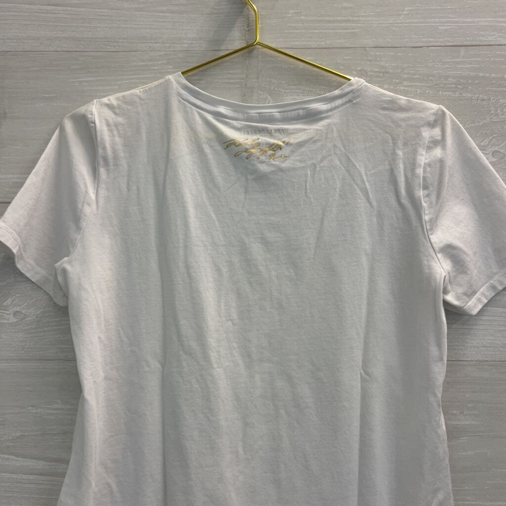 Karl Lagerfeld White/ Multi Short Sleeve Graphic Tee Small