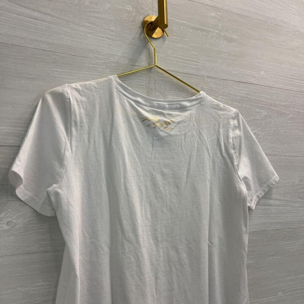Karl Lagerfeld White/ Multi Short Sleeve Graphic Tee Small