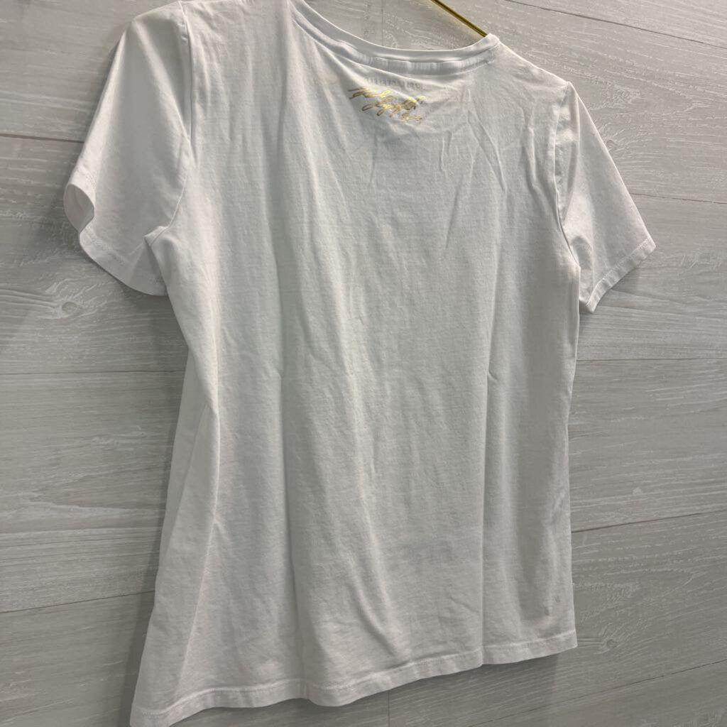 Karl Lagerfeld White/ Multi Short Sleeve Graphic Tee Small