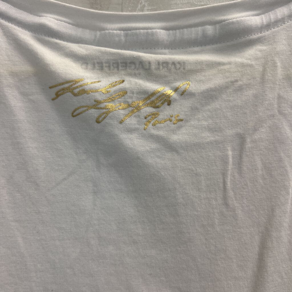 Karl Lagerfeld White/ Multi Short Sleeve Graphic Tee Small