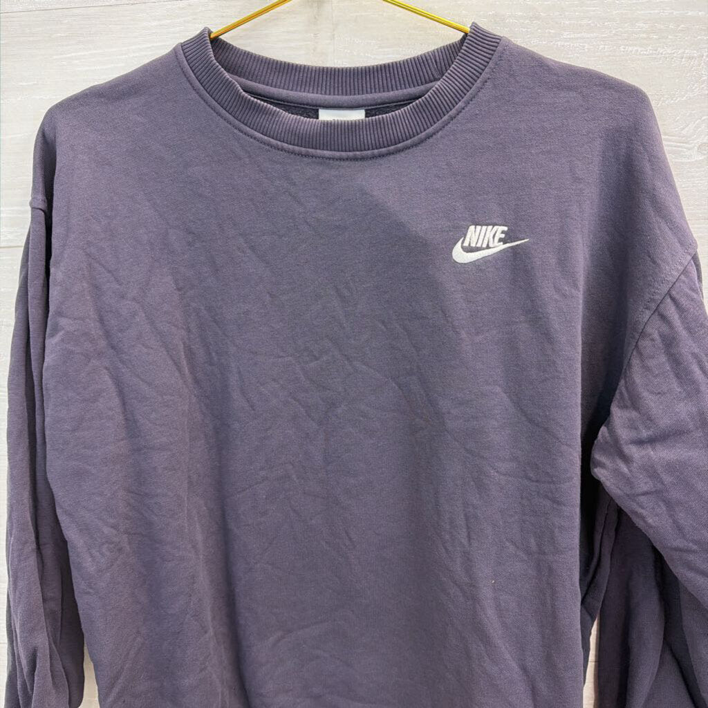 Nike Purple Long Sleeve Cropped Crewneck Pullover Large