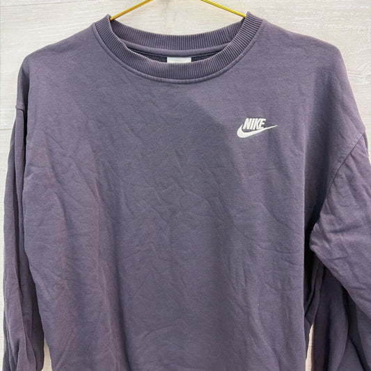 Nike Purple Long Sleeve Cropped Crewneck Pullover Large