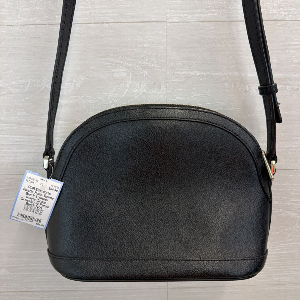 Kate Spade Black Leather Sylvia Dome Crossbody Purse