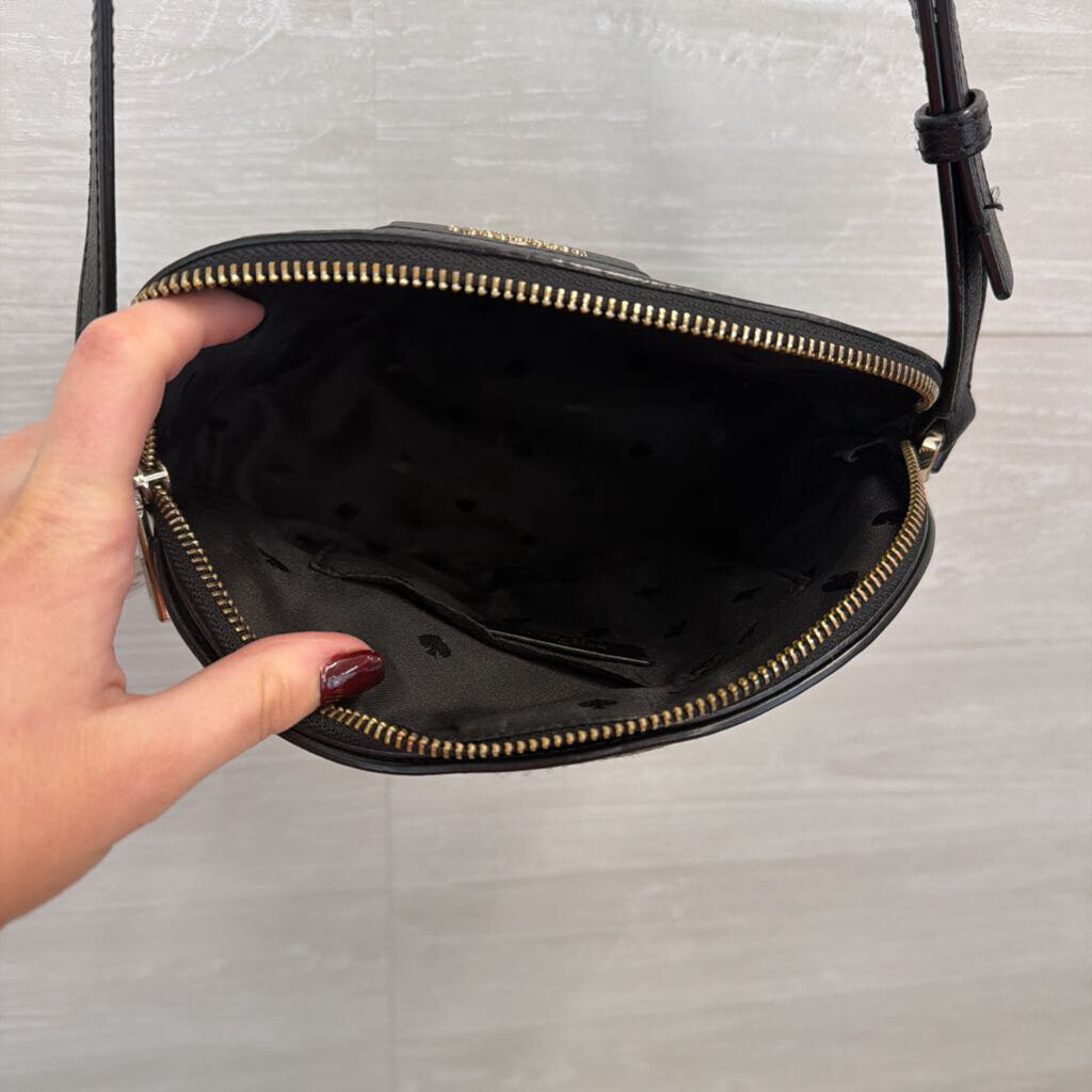 Kate Spade Black Leather Sylvia Dome Crossbody Purse