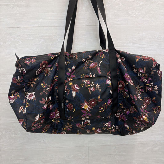 Vera Bradley Black/ Multi Floral Print Nylon Large Duffel Travel Bag