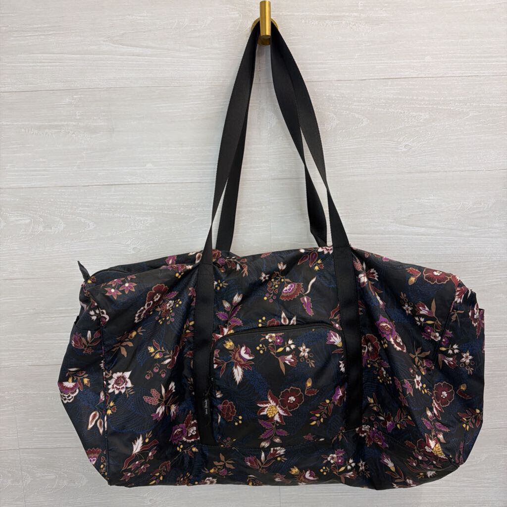 Vera Bradley Black/ Multi Floral Print Nylon Large Duffel Travel Bag