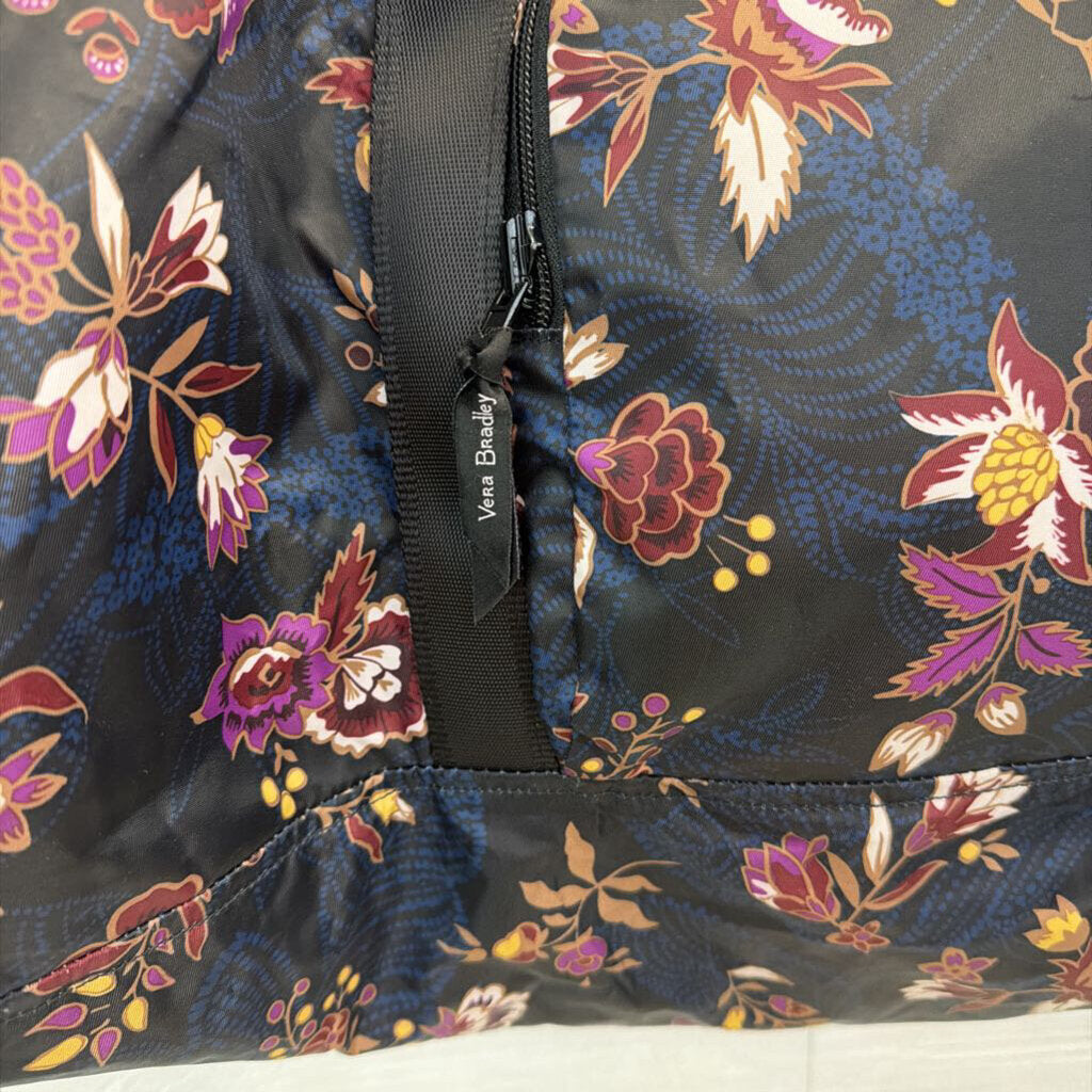 Vera Bradley Black/ Multi Floral Print Nylon Large Duffel Travel Bag