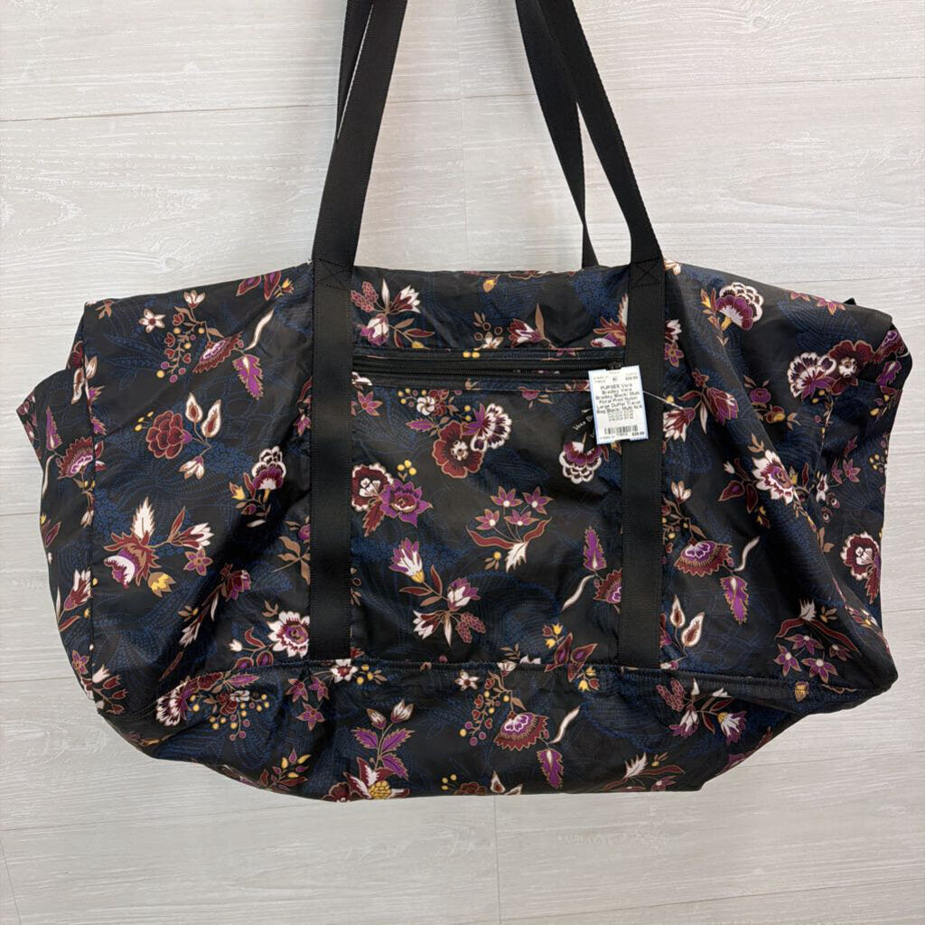 Vera Bradley Black/ Multi Floral Print Nylon Large Duffel Travel Bag