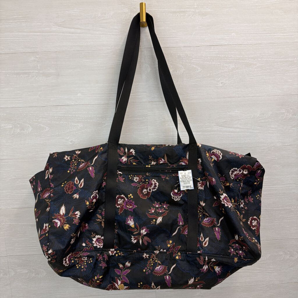 Vera Bradley Black/ Multi Floral Print Nylon Large Duffel Travel Bag