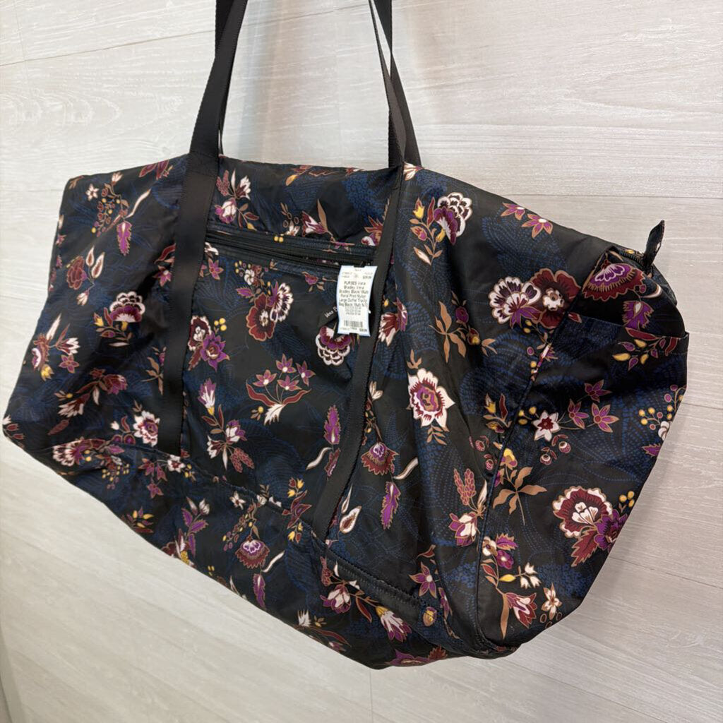 Vera Bradley Black/ Multi Floral Print Nylon Large Duffel Travel Bag