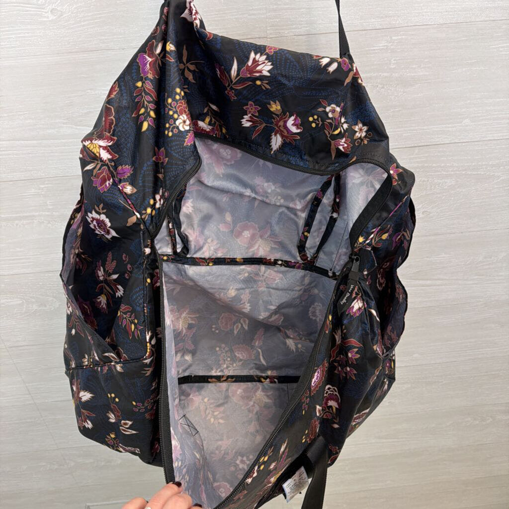 Vera Bradley Black/ Multi Floral Print Nylon Large Duffel Travel Bag