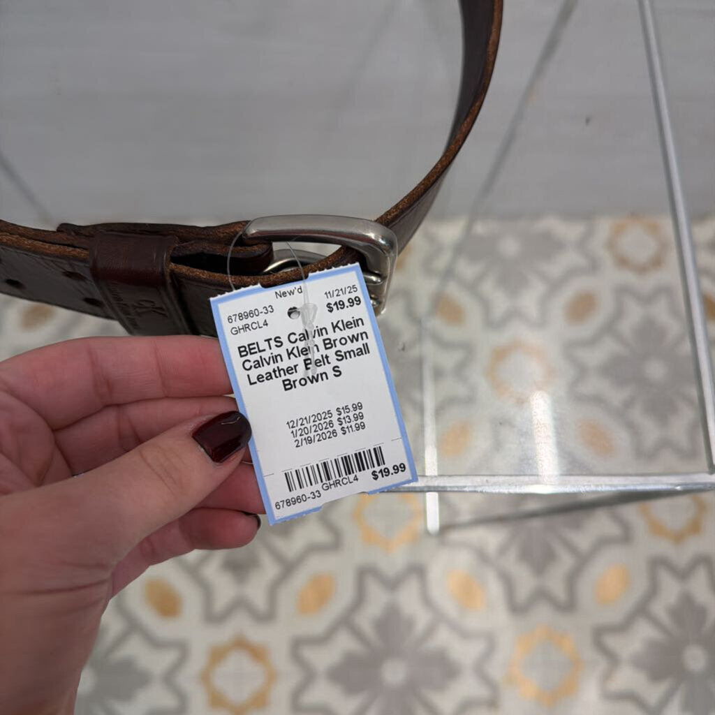 Calvin Klein Brown Leather Belt Small