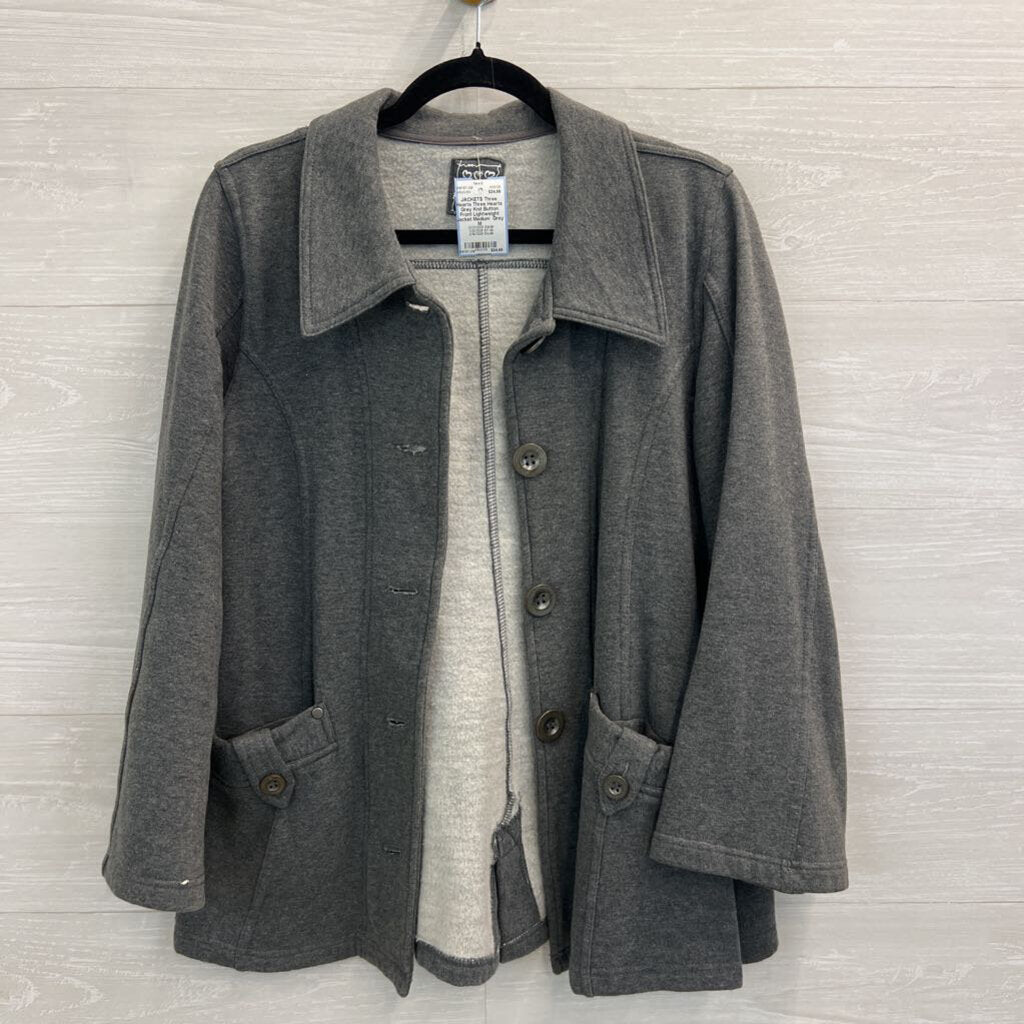 Three Hearts Grey Knit Button Front Lightweight Jacket Medium