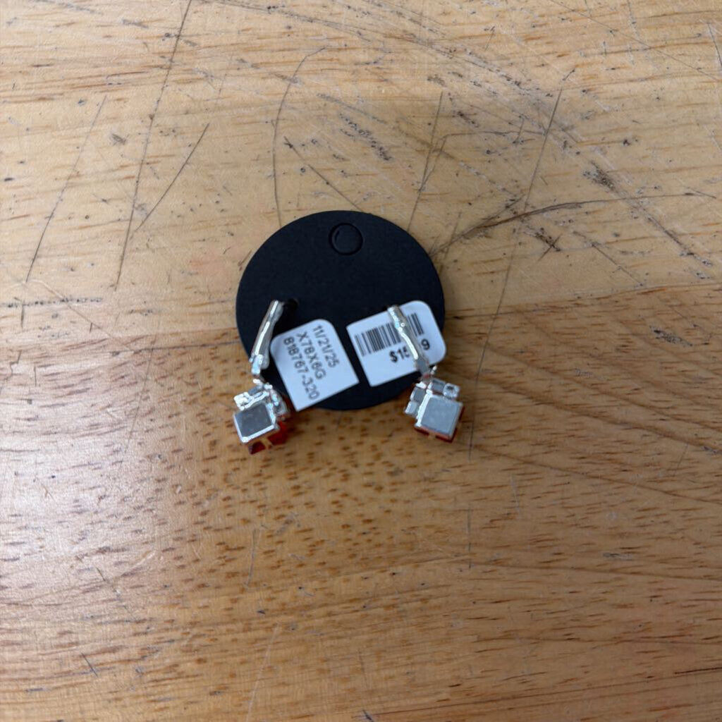 Silver/ Red Stone/ Rhinestone Small Drop Earrings