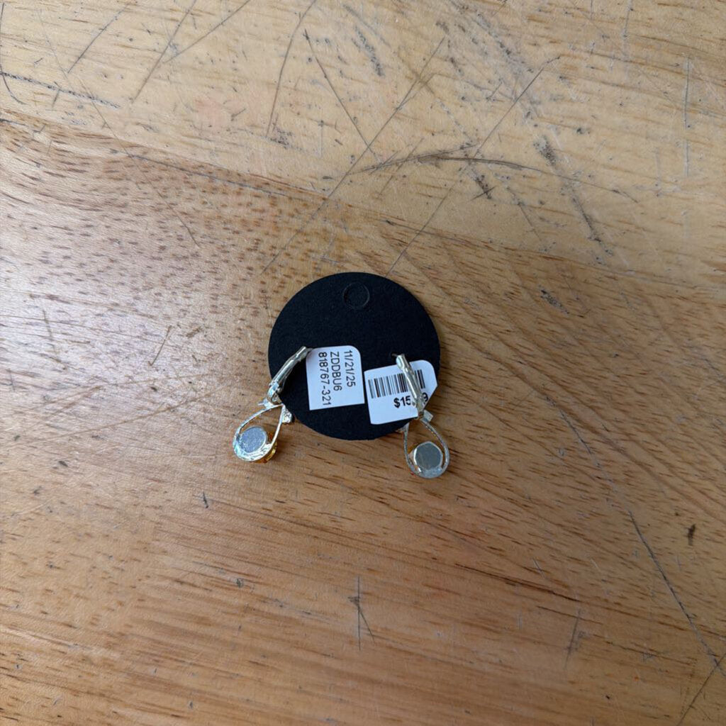 Silver/ Yellow Stone/ Rhinestone Small Drop Earrings