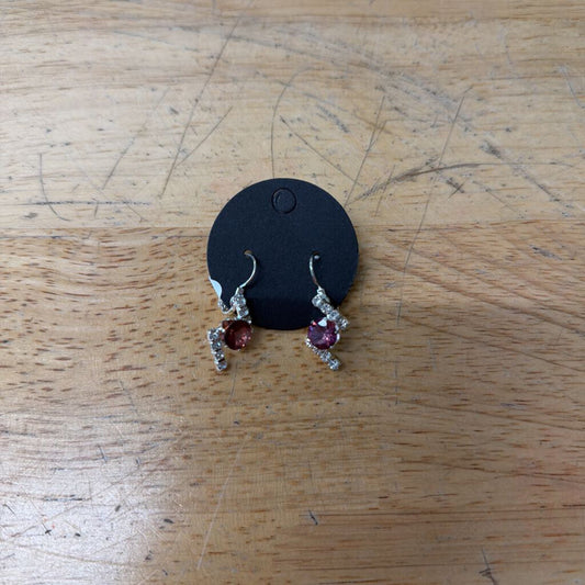 Silver/ Purple Stone/ Rhinestone Small Drop Earrings