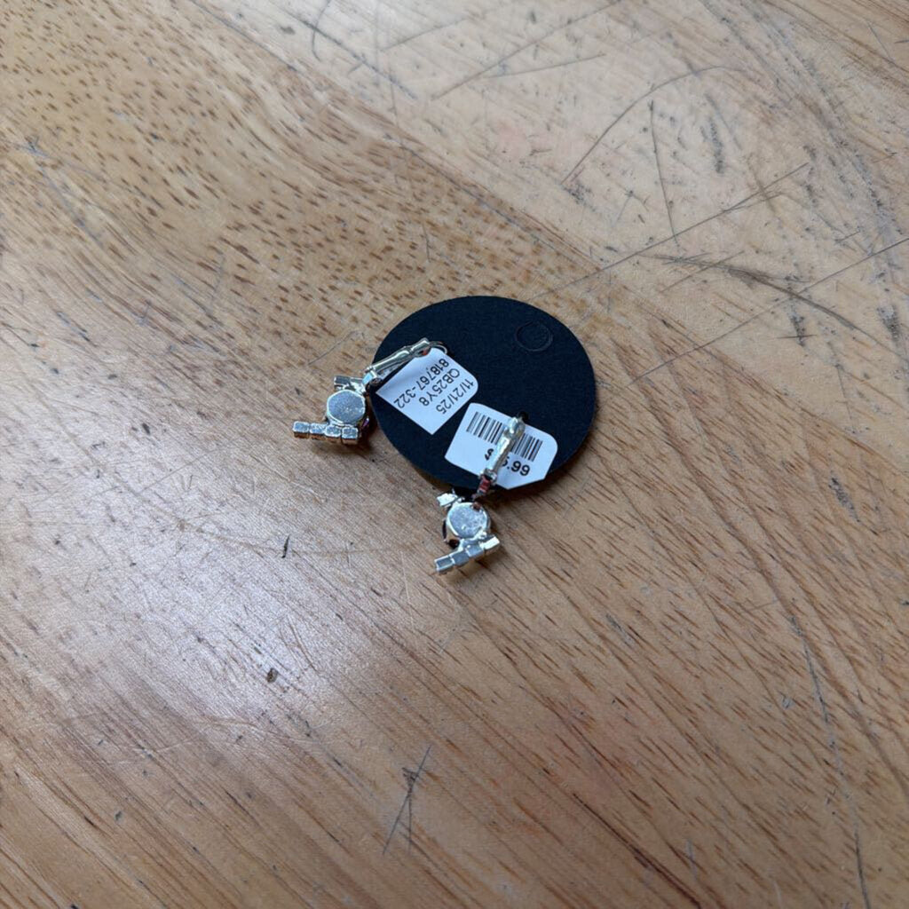 Silver/ Purple Stone/ Rhinestone Small Drop Earrings