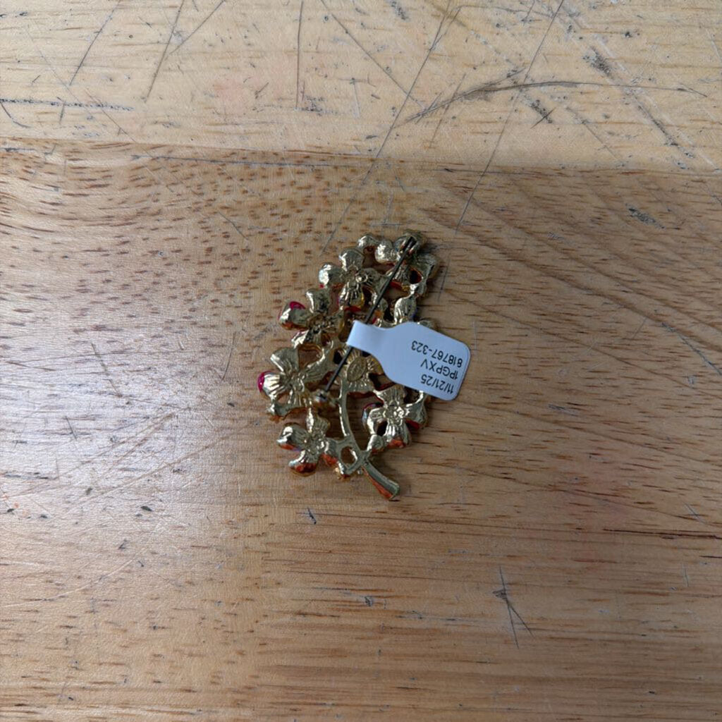 Pink Enamel Flower Cluster Brooch