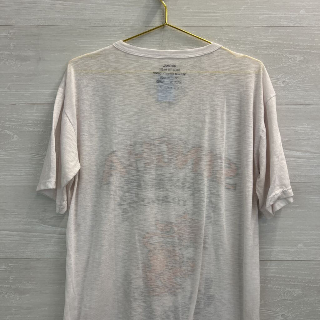 White/ Orange/ Black Singha Beer V Neck Short Sleeve Graphic Tee Extra Large