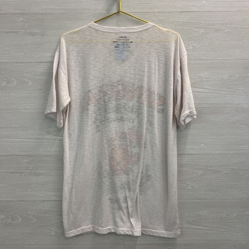 White/ Orange/ Black Singha Beer V Neck Short Sleeve Graphic Tee Extra Large