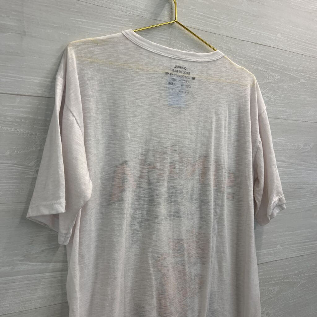 White/ Orange/ Black Singha Beer V Neck Short Sleeve Graphic Tee Extra Large