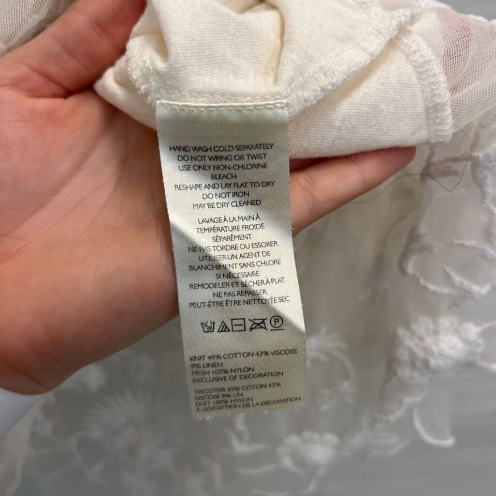 Free People Cream Embroidered Tunic Tank Top Medium