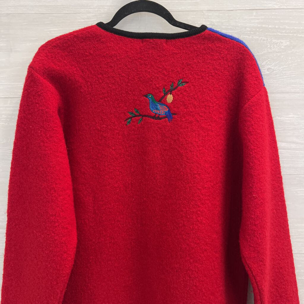 Vintage Tally Ho Red/ Multi 12 Days of Christmas Button Up Jacket Medium