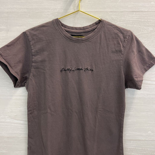 Pretty Little Thing Grey Embroidered Logo Short Sleeve Graphic Tee Small
