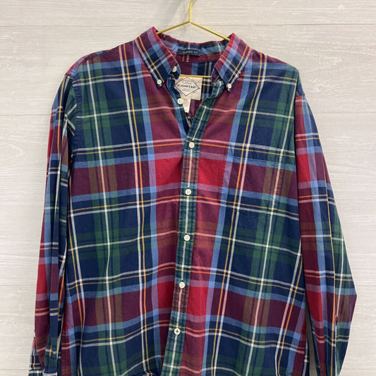 St John's Bay Red/ Multi Plaid Long Sleeve Button Down Top Large