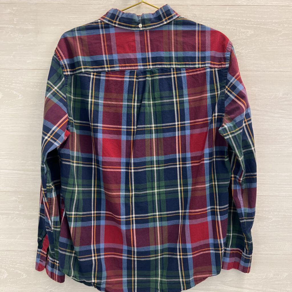 St John's Bay Red/ Multi Plaid Long Sleeve Button Down Top Large
